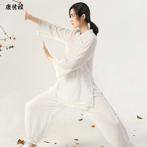 Kang Suya summer tai chi suit female Tai Chi cotton hemp linen practice suit performance suit white new clothing suit