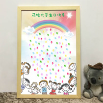 Cute childrens birthday fingerprint sign-in painting birthday sign-in tree fingerprint painting signature commemorative party sign-in
