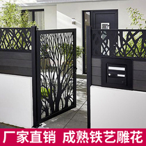 Wrought iron louver door Villa outdoor door Modern simple courtyard door Country entrance door Garden single and double open iron door