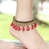India Turkish National style hand-woven copper bell anklets Dubai Morocco Bohemia tour foot jewelry