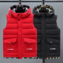 Childrens waistcoat autumn and winter new boy down cotton color plaid horse clip