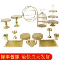 Golden dessert table ornaments display rack set European creative cake dessert buffet cold meal tea break setting table
