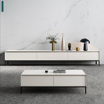Italian simple light luxury TV cabinet Coffee table combination Nordic modern simple small living room pure white TV shelf
