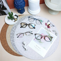  Glasses shop counter window decoration display rack Round PU imitation hemp mat Photo photography display interlining ornaments