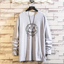 Mens cotton pajamas spring and autumn tops long sleeves thin youth sleep wearing cotton home clothes single piece can go out
