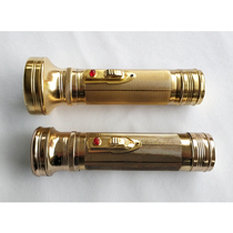 Old-fashioned copper-plated flashlight 2 No 1 batteries tungsten wire yellow photoelectric tube nostalgic collection copper-plated flashlight