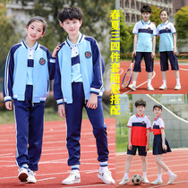 Summer junior high school school uniforms spring and autumn three-piece sets of five-six-year mens and womens sports class uniforms