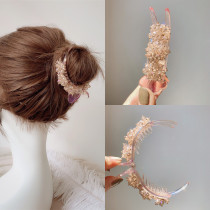 Pearl crystal ball head grab clip hairclip temperament big hair card large claw Korean fashion elegant hair accessories female