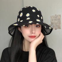 Mesh fisherman hat womens summer small fresh breathable thin section small daisy flower sun hat sunscreen sun visor basin hat