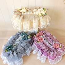 Luxury high-end paper pumping box Car pumping box Fabric lace Court retro Fuchsia gray champagne color