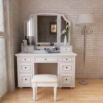  Light luxury modern minimalist bedroom makeup cabinet dresser Solid wood American white small apartment storage folding locker