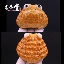 Jimutang bamboo root carving boutique hand pieces famous Lu Huanjin carved full of nails Golden Toad three-legged toad art ornaments