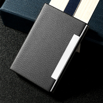 Deli business card holder mens business portable business card box large capacity creative personality card bag fashion business card holder ultra-thin mens business card storage box simple womens card box puleather stainless steel