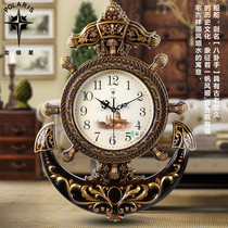 Polaris European living room wall clock creative mute large rudder watch mute vintage quartz clock Fashion hanging watch
