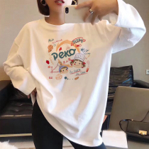 Pregnant women wear base shirt in autumn and winter women loose cotton plus velvet padded medium length long sleeve T-shirt plus size shirt