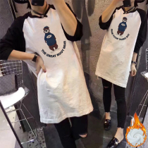 Pregnant women autumn and winter base shirt plus velvet thickened loose 2020 long sleeve T-shirt female spring and autumn interior top