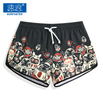 Speed Wave Cartoon Quick Dry Loose Beach Pants Casual Holiday Print Shorts Female seaside Holiday Couple Hot Spring Set