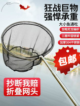 The net rod is thick and the net is deep and the fish is caught.