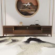 New Chinese TV cabinet modern Zen storage floor cabinet light luxury villa hotel solid wood living room short cabinet furniture customization