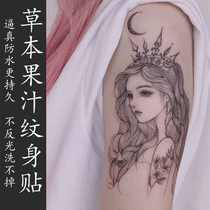 (Two) Herbal tattoo stickers semi-permanent cant wash off Juice non-reflective ins arm beautiful Princess Black Blue