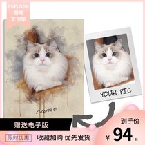 Puplook electronic hand-painted gift souvenir decorative painting character Pet custom watercolor painting drop ink painting