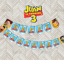 Toy story pull flag pull flower custom background decoration Photo party supplies Birthday dessert table layout