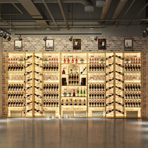 Winery wine cabinet storage rack iron floor wine oblique multi-layer creative luminous wine bottle display rack