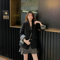 Zhang Daes 2022 Big code Female dress Fat younger sister mm Thin Fashion suit jacket Broken Flowers dress suit Spring