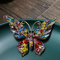 Butterfly High-end Brooch Female Brief Approb. Ancient Wind anti-walking light buttons Ins damp personality inlaid with pins fixed clothes accessories