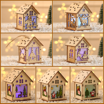 Luminous Christmas Children Gifts Seniors Small House Wooden Houses DIY Decorations Christmas Tree Pendant Table Hem