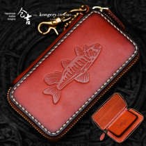 Bin Ji Handmade Fish Bait Bag Fishing Gear Containing Bright Sheet Bag Road Subbright Sheet Portable Horse Mouth White Strips Genuine Leather containing bag
