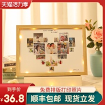 Wedding photo frame table custom birthday gift diy couple heart-shaped photo Wedding photo wall hanging photo frame ornaments