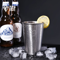Black Ice 304 Stainless Steel Beer Cup Fruit Juice Cup Office Home Coffee Cold Drinking Cup Simple Metal Cup