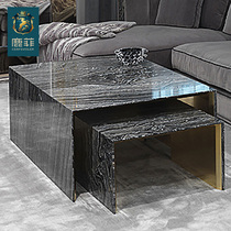 Lufei art furniture custom production European simple luxury solid wood living room set a few Italian marble coffee table