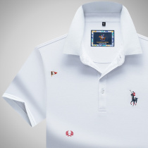 A number of embroidery polo shirt mens tide brand short sleeve cotton t-shirt lapel pearl cotton youth collar T-shirt summer
