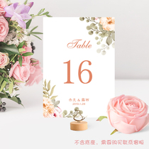 Pink Mori wedding seat card table card custom hand-painted logo Table sign table process card birthday Annual Meeting Seat