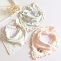 Female baby triangle saliva towel cotton baby bibs lace double button scarf Korean version