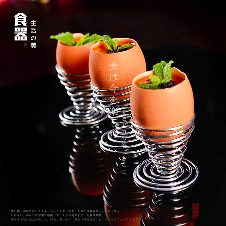 Stainless steel spring tea leak shelf egg carrier iron plate burning special steamed egg to Japanese and Korean cooking egg tray