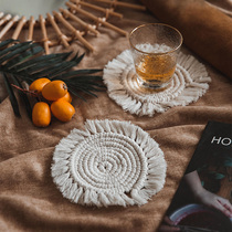 Nordic ins storm Simia woven cotton heat insulation cloth coaster long square round plate mat