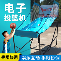 Basketball machine trainer Childrens home basketball rack Multi-functional adult double indoor electronic scoring shooting game