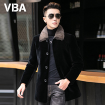 Haining sheep-cut coat male long mink fur collar winter down jacket composite fur coat