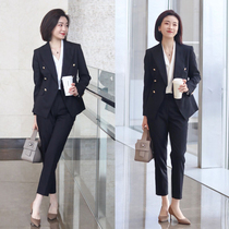 Advanced sense black suit suit suit female spring and autumn Korean version of professional dress commuter temperament small man suit two-piece suit