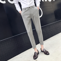 Spring and summer fall sense trousers men slim small feet formal Korean version of the trend nine points business casual British nine points suit pants