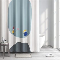 Bathroom toilet thickened shower curtain tarpaulin Partition door curtain Shower bath hanging curtain Curtain free punch suit