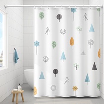 Shower curtain Light luxury bathroom bath door curtain Bathroom advanced waterproof bath curtain Bath water curtain Japanese-style