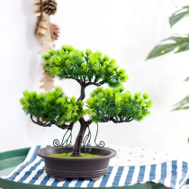 Simulation welcome pine Bonsai Arhat pine potted pine fake plant Hotel home desktop new Chinese decorative ornaments
