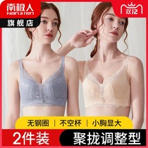 Antarctic underwear ladies without steel ring small chest gathering adjustment type sub-milk anti-sagging upper support thin style bra
