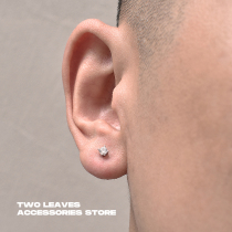 TWO LEAVES S925 pure silver quadpaws diamond earbuds hip hop male and female mini earbone raising earring 100 hitch
