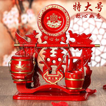 Wedding and festive supplies red solid wood toilet three-piece set of ornaments