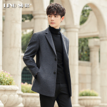 Autumn and winter woolen coat mens short Korean version of Nizi coat cashmere medium and long thick English style windbreaker